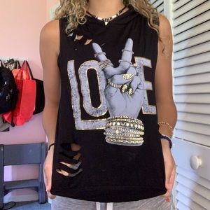 Black t-shirt with hoodie